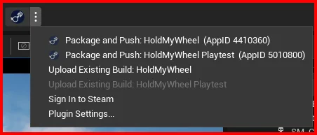Toolbar menu with targets